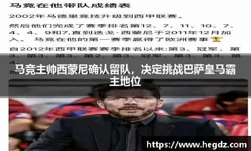 马竞主帅西蒙尼确认留队，决定挑战巴萨皇马霸主地位